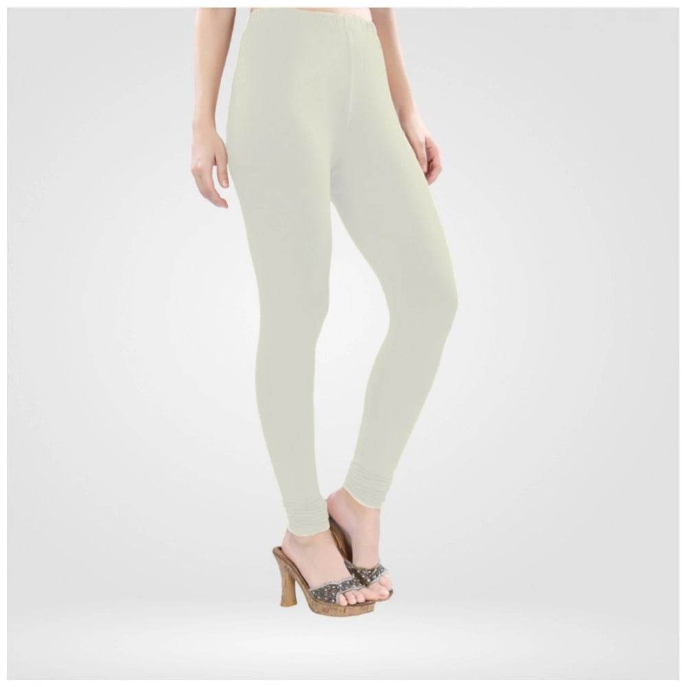 Generic Women's Cotton Blended Solid Churidar leggings (White) - MYLUXURY LANE ENTERPRISE