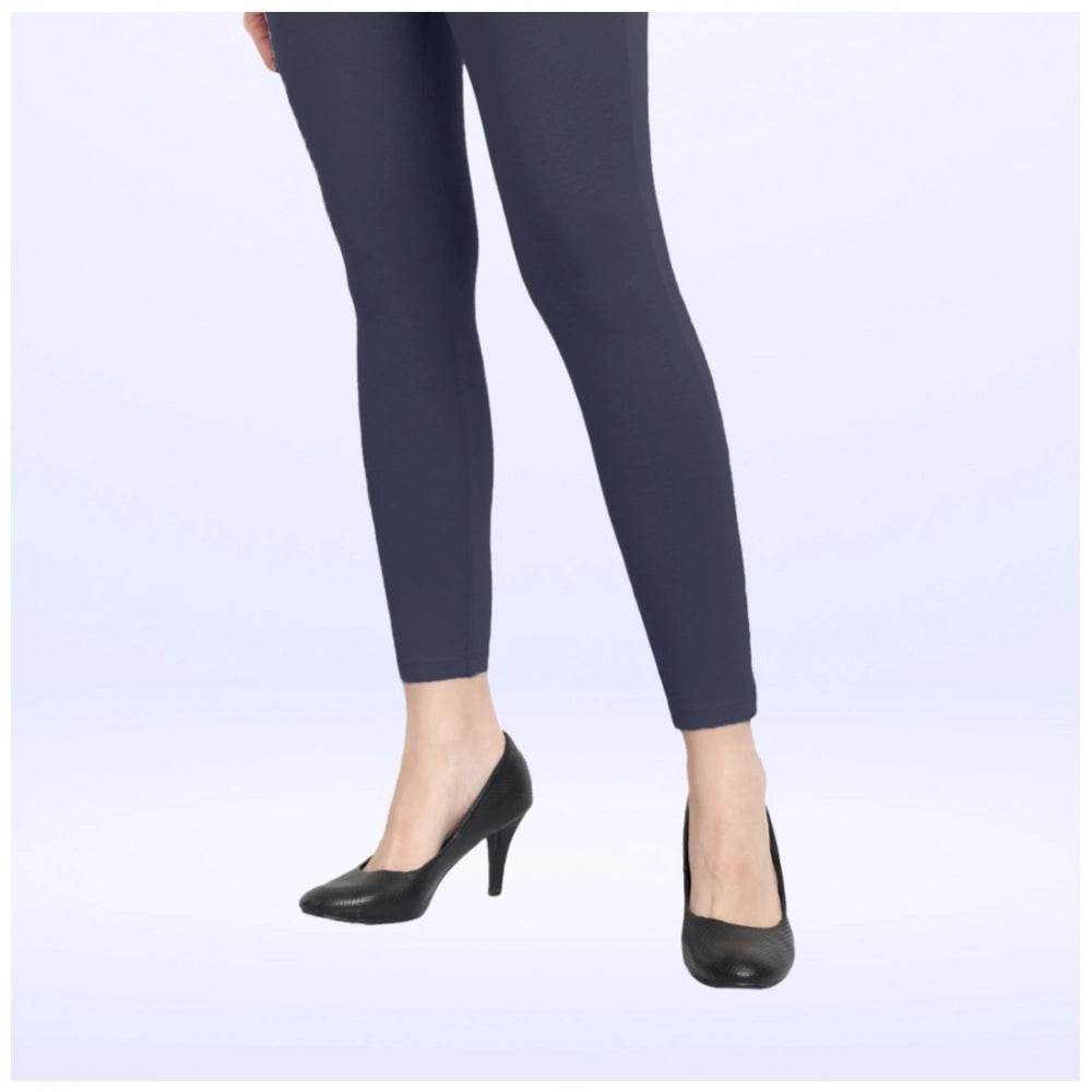Generic Women's Cotton Blended Solid Ankle legging (Navy) - MYLUXURY LANE ENTERPRISE
