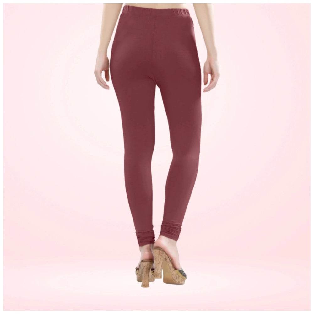 Generic Women's Cotton Blended Solid Churidar leggings (Maroon) - MYLUXURY LANE ENTERPRISE