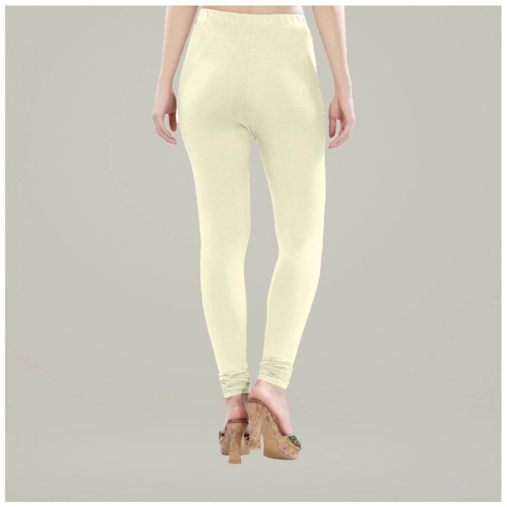 Generic Women's Cotton Blended Solid Churidar leggings (Cream) - MYLUXURY LANE ENTERPRISE