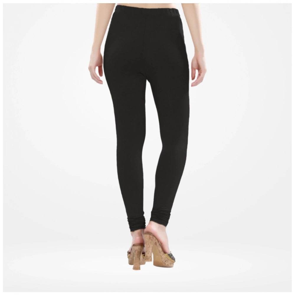 Generic Women's Cotton Blended Solid Churidar leggings (Black) - MYLUXURY LANE ENTERPRISE