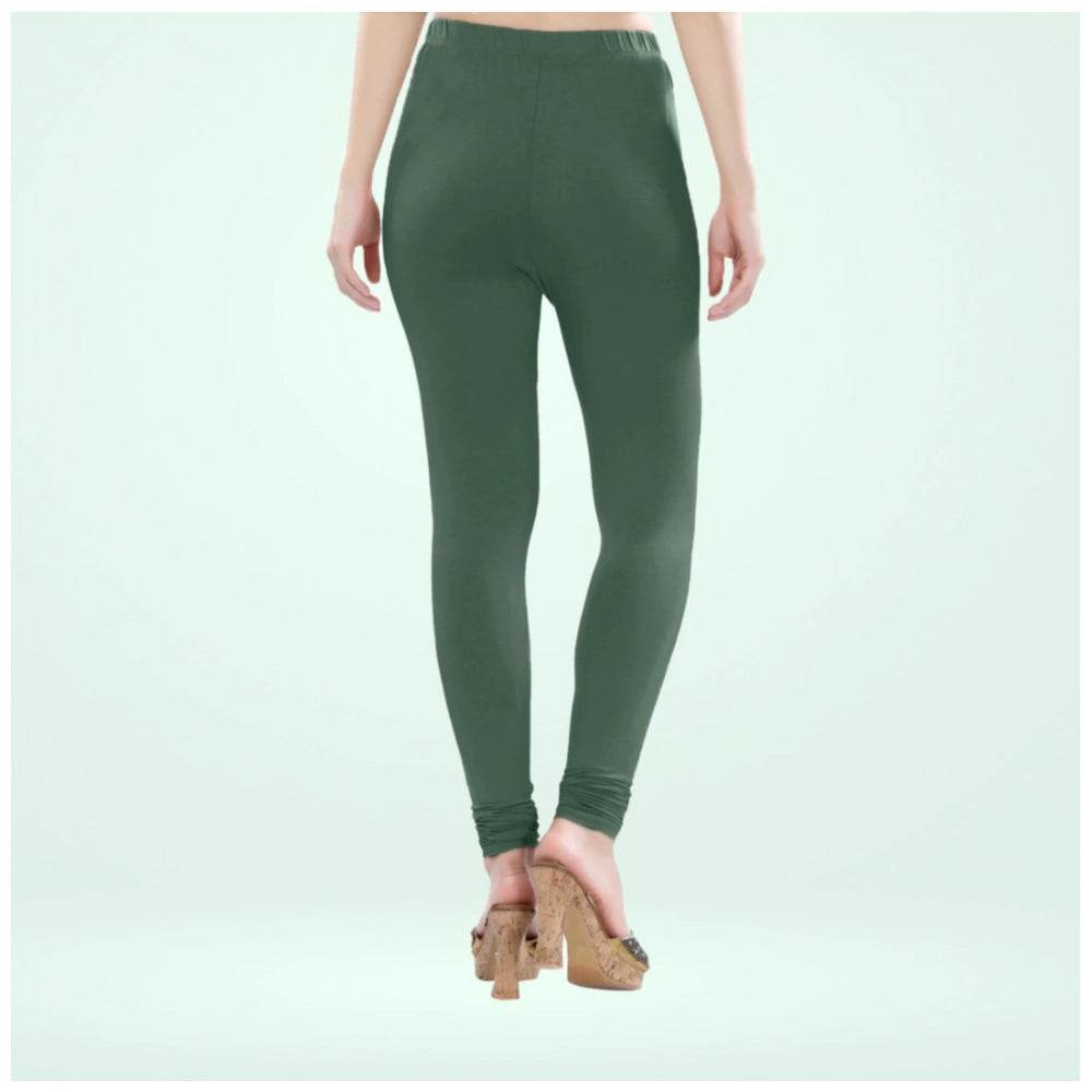 Generic Women's Cotton Blended Solid Churidar leggings (Bottle Green) - MYLUXURY LANE ENTERPRISE