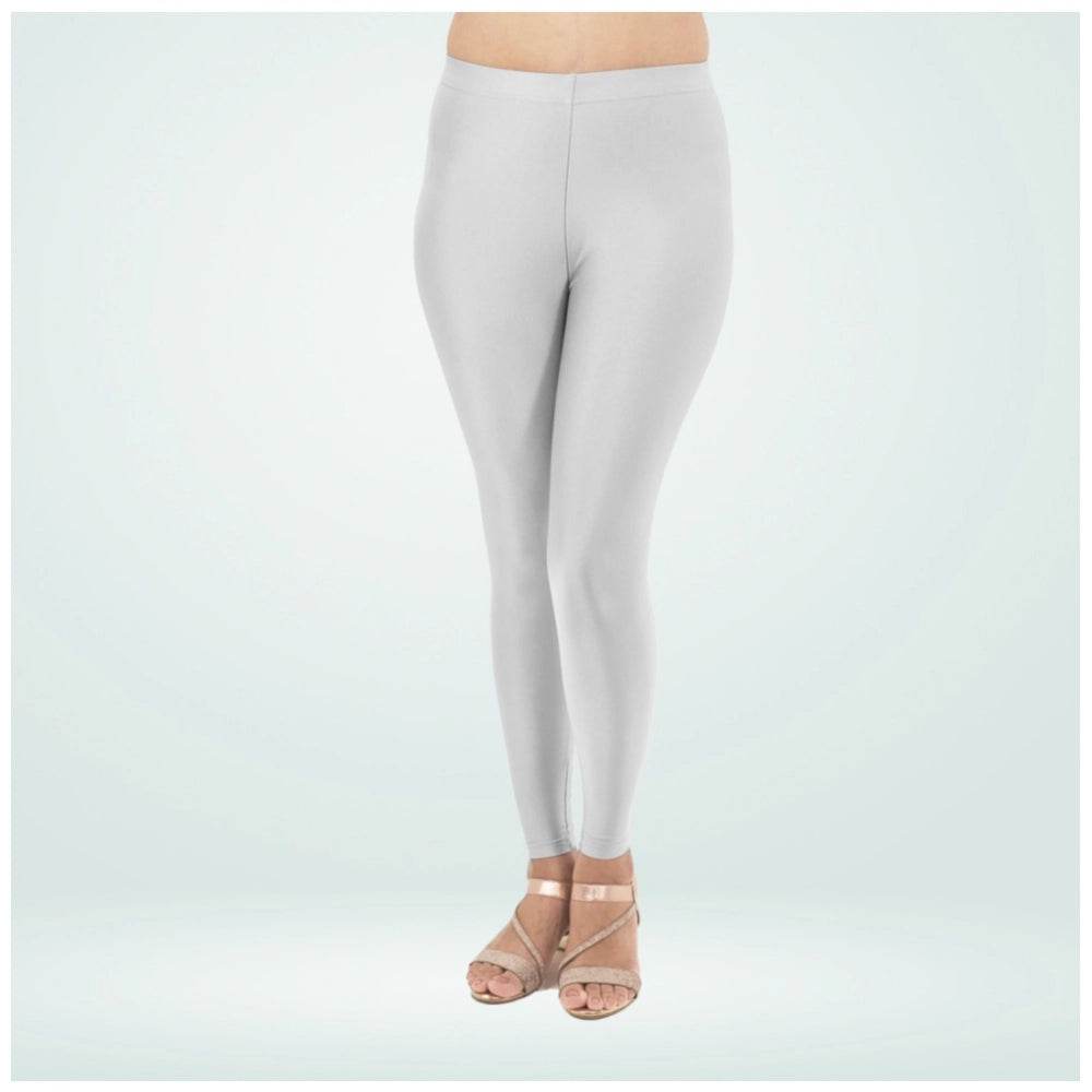 Generic Women's Cotton Blended Solid Shimmer Ankle leggings (Silver) - MYLUXURY LANE ENTERPRISE