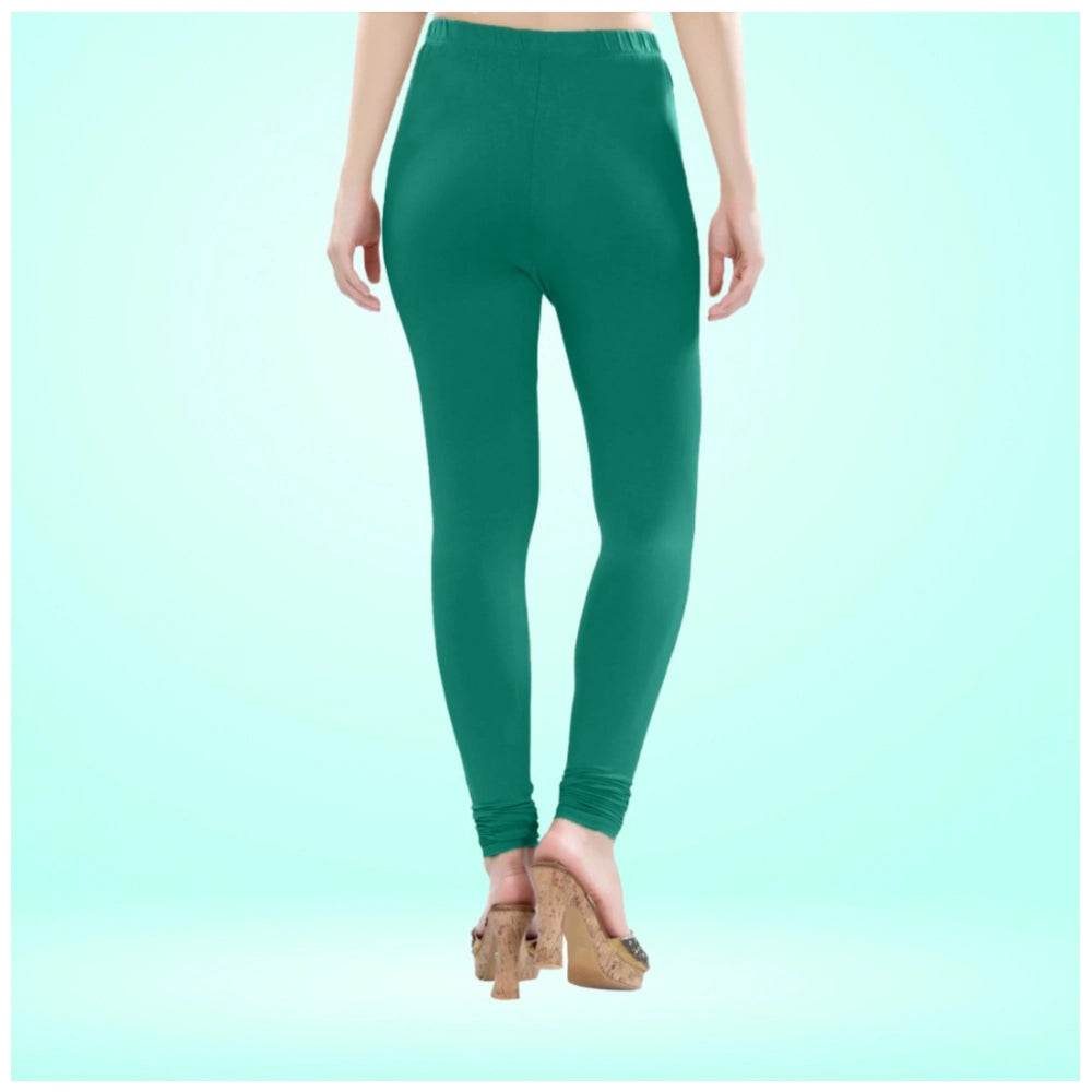 Generic Women's Cotton Blended Solid Churidar leggings (Rama Green) - MYLUXURY LANE ENTERPRISE