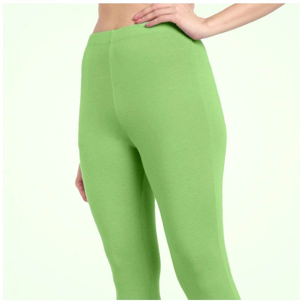 Generic Women's Cotton Blended Solid Ankle legging (Pista Green) - MYLUXURY LANE ENTERPRISE