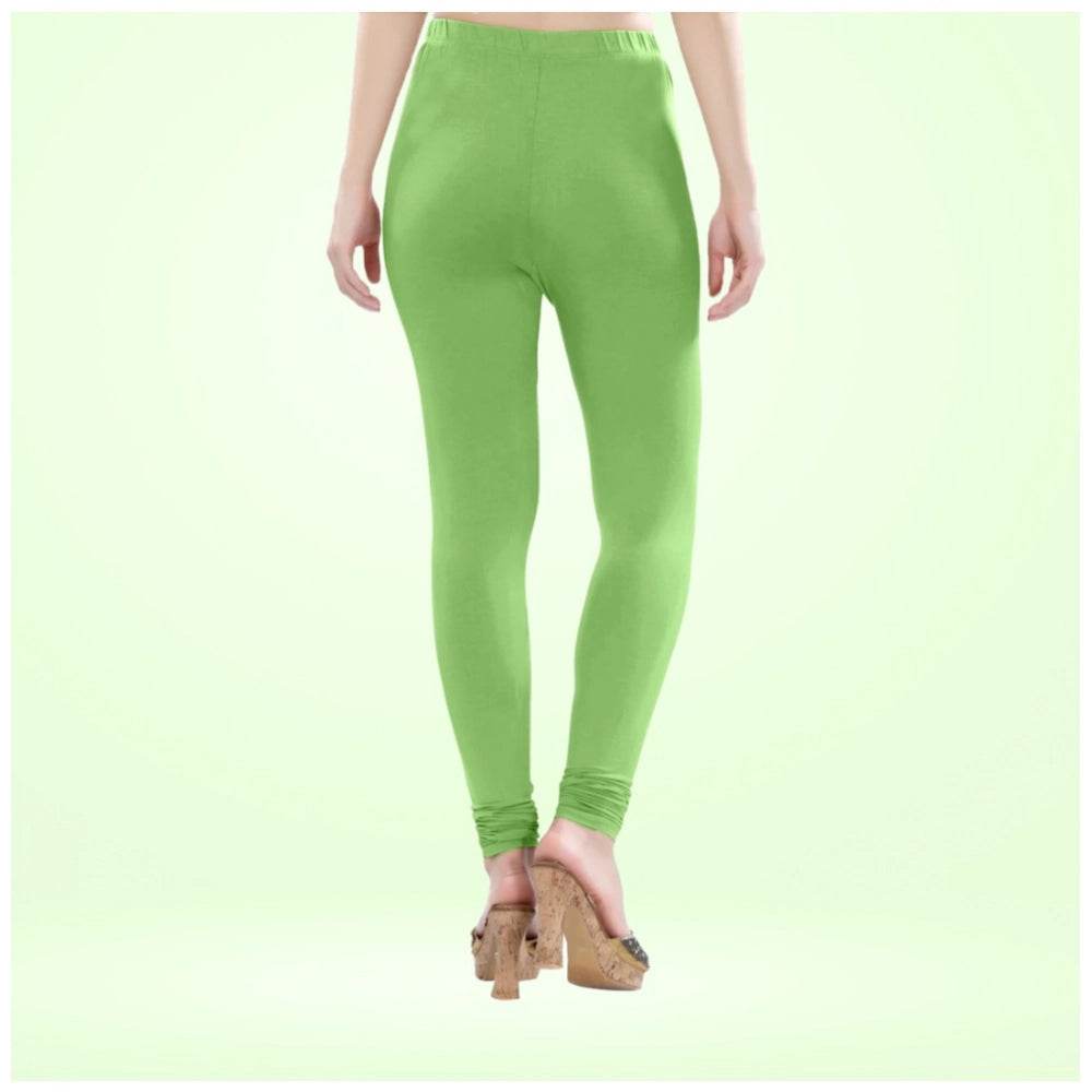 Generic Women's Cotton Blended Solid Churidar leggings (Pista Green) - MYLUXURY LANE ENTERPRISE
