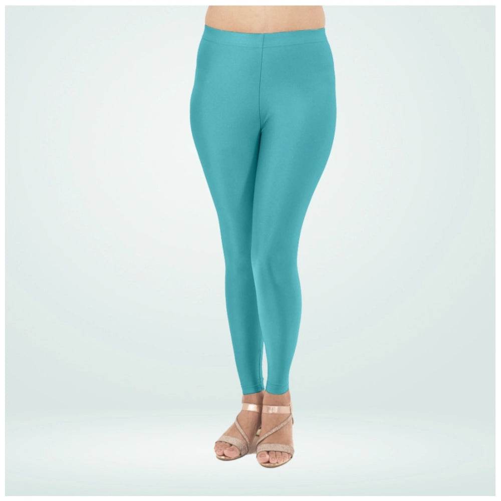 Generic Women's Cotton Blended Solid Shimmer Ankle leggings (Blue) - MYLUXURY LANE ENTERPRISE