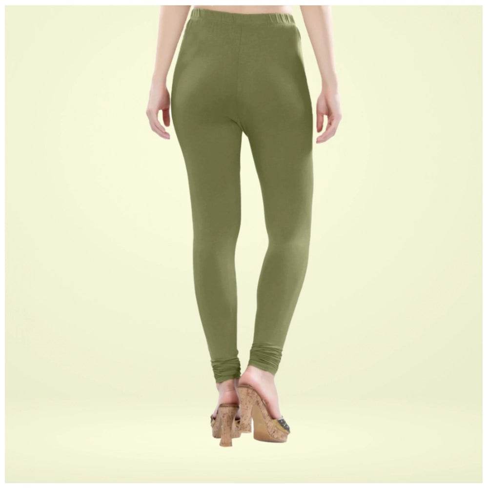 Generic Women's Cotton Blended Solid Churidar leggings (Olive Green) - MYLUXURY LANE ENTERPRISE