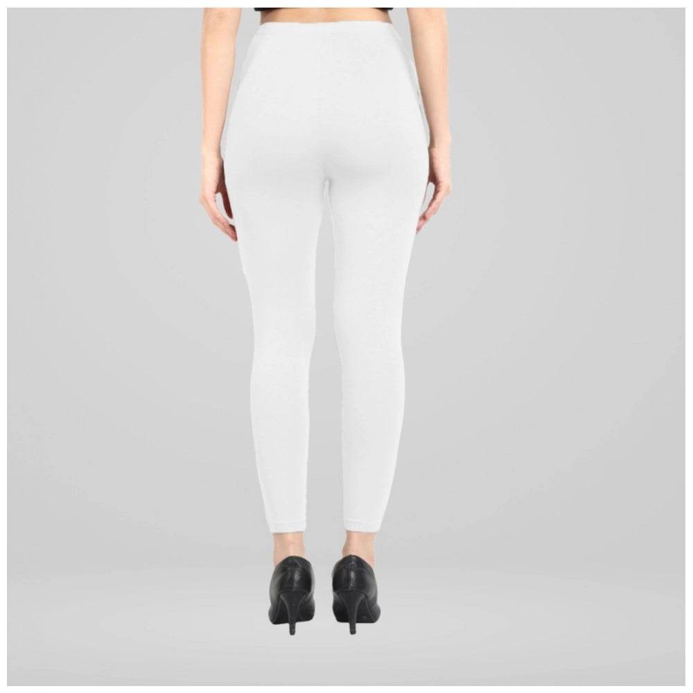 Generic Women's Cotton Blended Solid Ankle legging (White) - MYLUXURY LANE ENTERPRISE