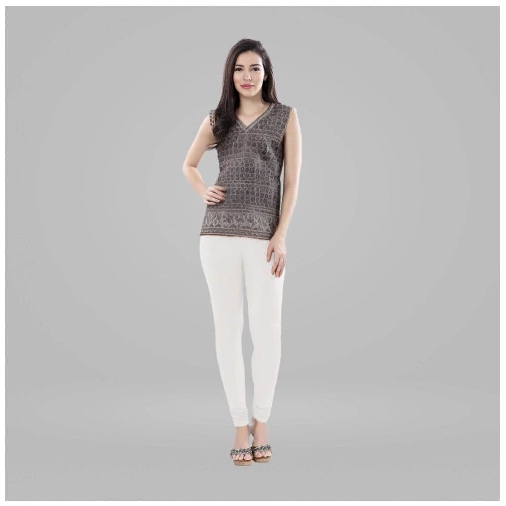 Generic Women's Cotton Blended Solid Churidar leggings (White) - MYLUXURY LANE ENTERPRISE