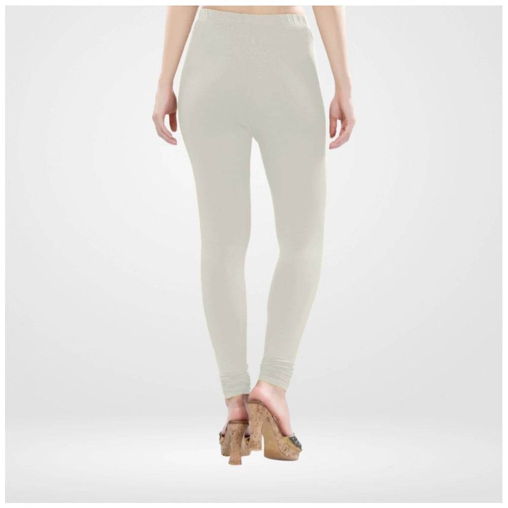 Generic Women's Cotton Blended Solid Churidar leggings (White) - MYLUXURY LANE ENTERPRISE