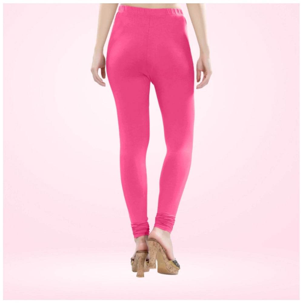 Generic Women's Cotton Blended Solid Churidar leggings (Dark Pink) - MYLUXURY LANE ENTERPRISE