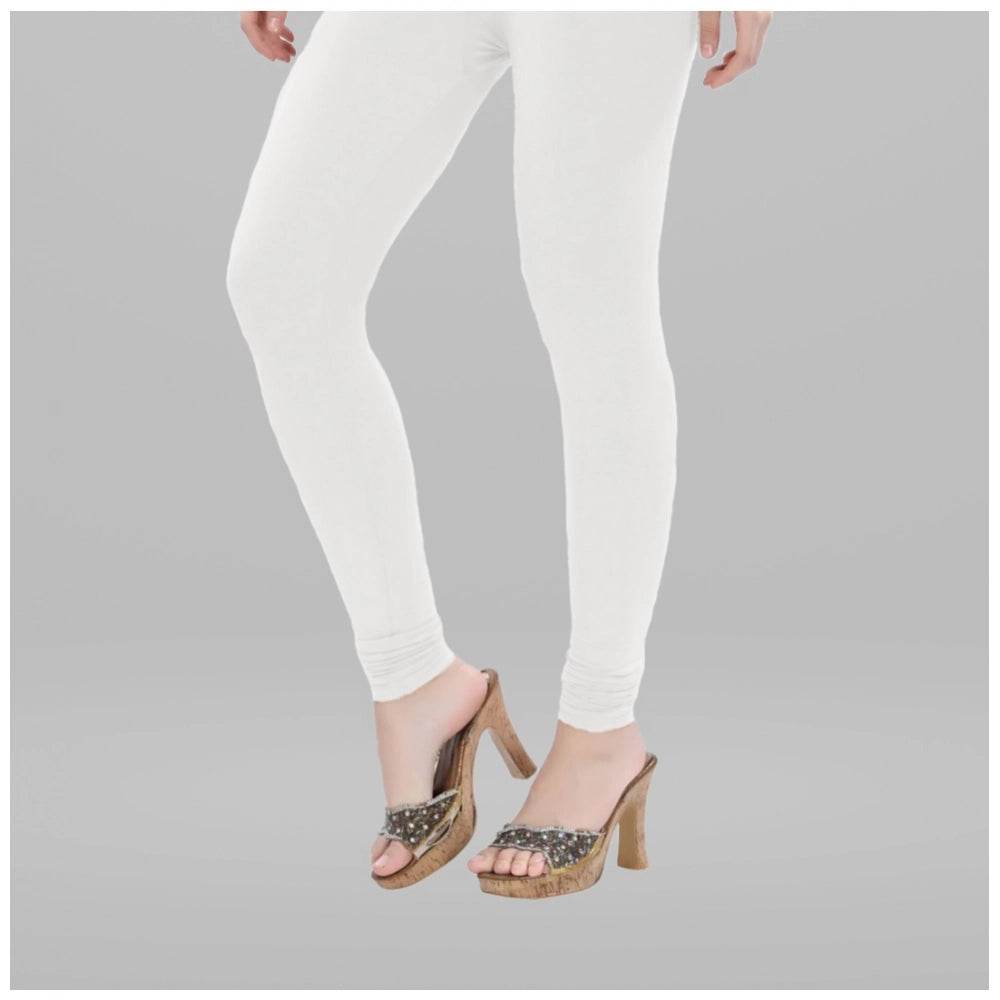 Generic Women's Cotton Blended Solid Churidar leggings (White) - MYLUXURY LANE ENTERPRISE