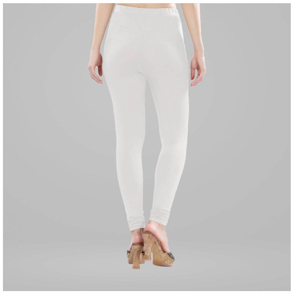 Generic Women's Cotton Blended Solid Churidar leggings (White) - MYLUXURY LANE ENTERPRISE