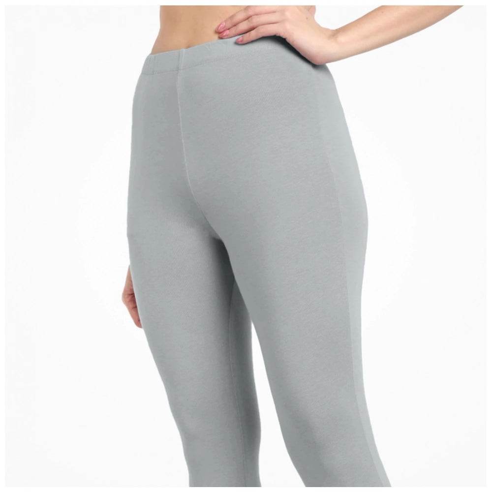 Generic Women's Cotton Blended Solid Ankle legging (Silver Gray) - MYLUXURY LANE ENTERPRISE