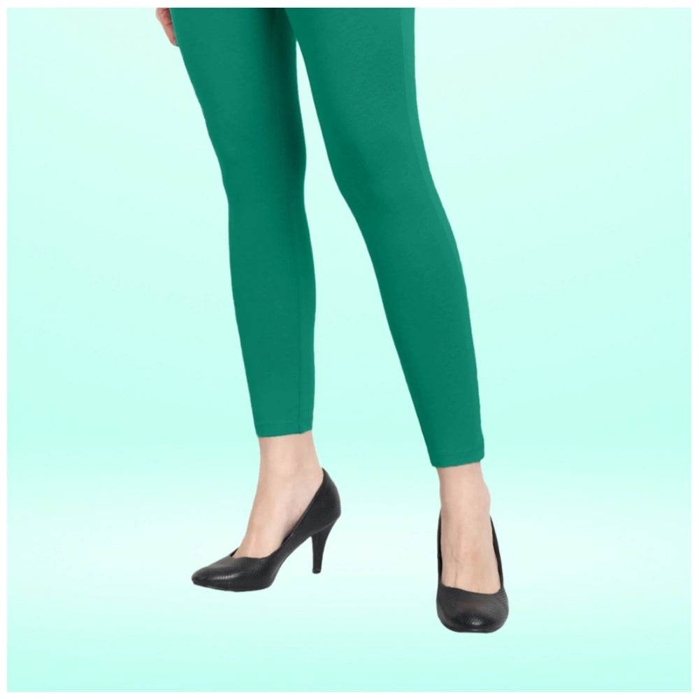 Generic Women's Cotton Blended Solid Ankle legging (Rama Green) - MYLUXURY LANE ENTERPRISE