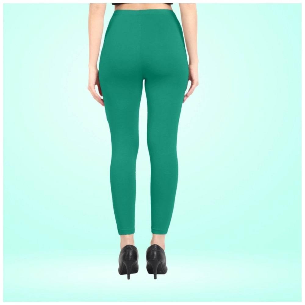 Generic Women's Cotton Blended Solid Ankle legging (Rama Green) - MYLUXURY LANE ENTERPRISE