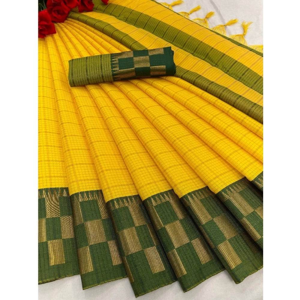 Generic Women's Cotton Silk Printed Saree With Unstitched Blouse 5.5Mtr (Lime Green) - MYLUXURY LANE ENTERPRISE