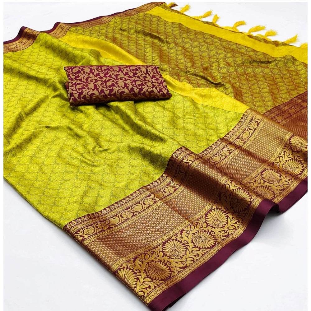 Generic Women's Cotton Silk Floral Print Saree With Unstitched Blouse 5.5Mtr (Light Green) - MYLUXURY LANE ENTERPRISE