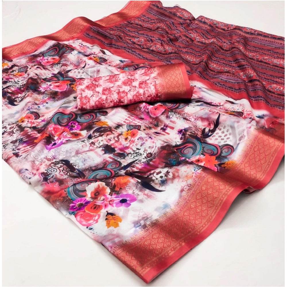 Generic Women's Cotton Silk Printed Saree With Unstitched Blouse 5.5Mtr (Multicolor) - MYLUXURY LANE ENTERPRISE