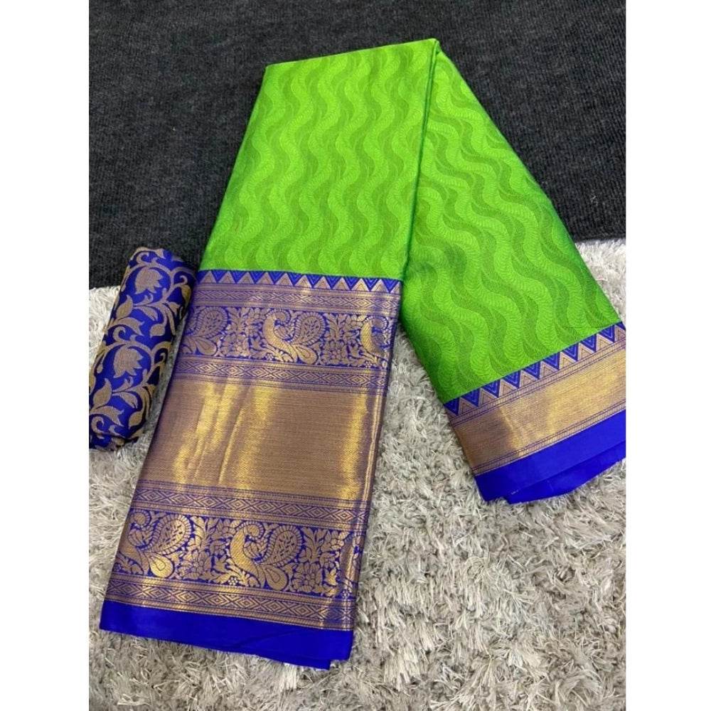 Generic Women's Cotton Silk Printed Saree With Unstitched Blouse 5.5Mtr (D Green) - MYLUXURY LANE ENTERPRISE