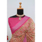 Generic Women's Linen Digital Print Saree With Unstitched Blouse 5.5Mtr (Pink) - MYLUXURY LANE ENTERPRISE