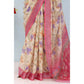 Generic Women's Linen Digital Print Saree With Unstitched Blouse 5.5Mtr (Pink) - MYLUXURY LANE ENTERPRISE