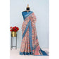 Generic Women's Linen Digital Print Saree With Unstitched Blouse 5.5Mtr (Multicolor) - MYLUXURY LANE ENTERPRISE