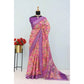 Generic Women's Linen Digital Print Saree With Unstitched Blouse 5.5Mtr (Purple) - MYLUXURY LANE ENTERPRISE