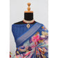 Generic Women's Linen Digital Print Saree With Unstitched Blouse 5.5Mtr (Blue) - MYLUXURY LANE ENTERPRISE