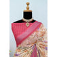 Generic Women's Linen Digital Print Saree With Unstitched Blouse 5.5Mtr (Pink) - MYLUXURY LANE ENTERPRISE