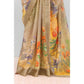 Generic Women's Linen Digital Print Saree With Unstitched Blouse 5.5Mtr (Multicolor) - MYLUXURY LANE ENTERPRISE