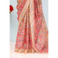 Generic Women's Linen Digital Print Saree With Unstitched Blouse 5.5Mtr (Orange) - MYLUXURY LANE ENTERPRISE