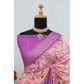 Generic Women's Linen Digital Print Saree With Unstitched Blouse 5.5Mtr (Purple) - MYLUXURY LANE ENTERPRISE