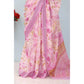 Generic Women's Linen Digital Print Saree With Unstitched Blouse 5.5Mtr (Pink) - MYLUXURY LANE ENTERPRISE