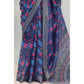 Generic Women's Linen Digital Print Saree With Unstitched Blouse 5.5Mtr (Blue) - MYLUXURY LANE ENTERPRISE
