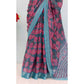 Generic Women's Linen Digital Print Saree With Unstitched Blouse 5.5Mtr (Blue) - MYLUXURY LANE ENTERPRISE