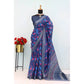 Generic Women's Linen Digital Print Saree With Unstitched Blouse 5.5Mtr (Blue) - MYLUXURY LANE ENTERPRISE