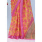 Generic Women's Linen Digital Print Saree With Unstitched Blouse 5.5Mtr (Yellow) - MYLUXURY LANE ENTERPRISE