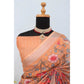 Generic Women's Linen Digital Print Saree With Unstitched Blouse 5.5Mtr (Orange) - MYLUXURY LANE ENTERPRISE