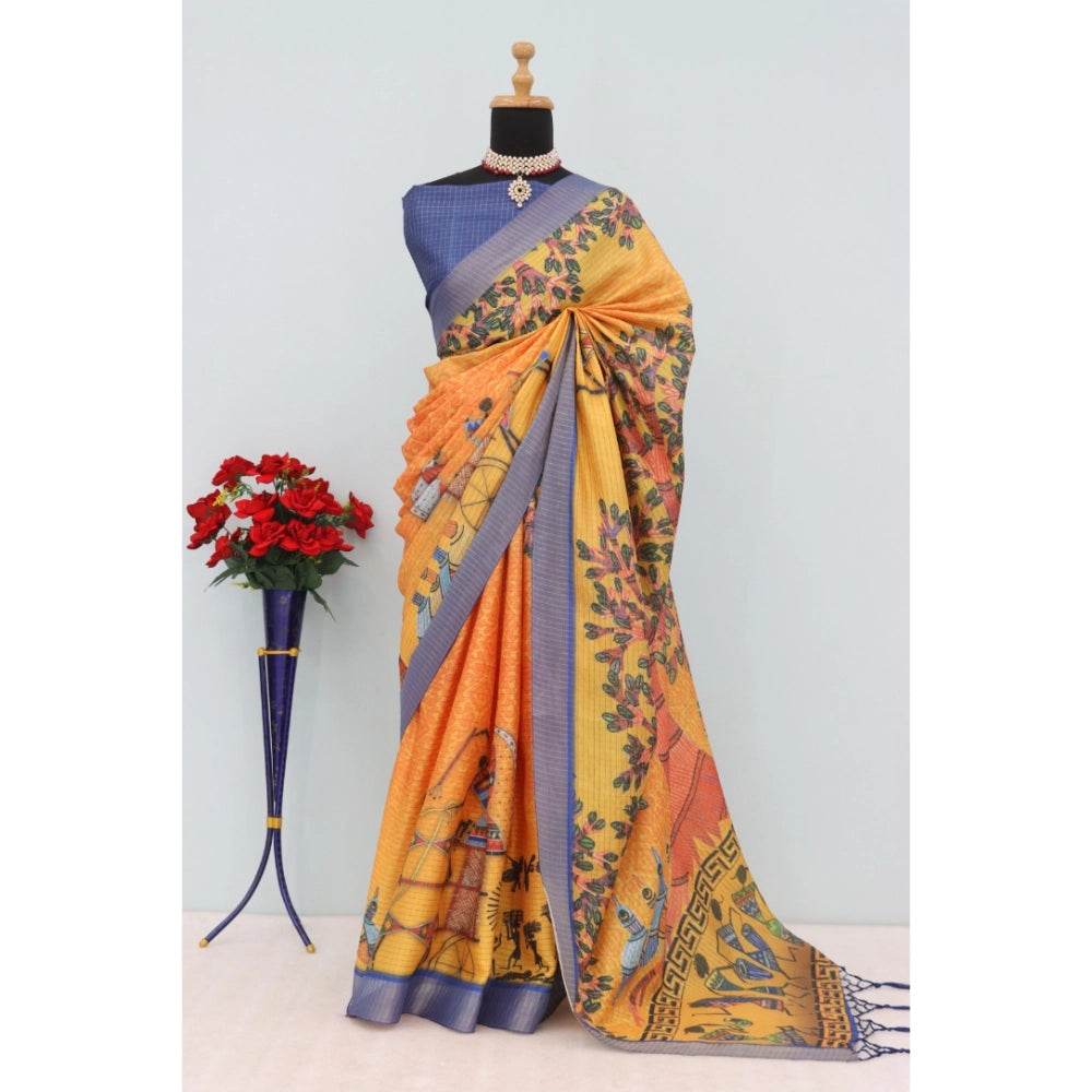 Generic Women's Mysore Silk Digital Print Saree With Unstitched Blouse 5.5Mtr (Multicolor) - MYLUXURY LANE ENTERPRISE