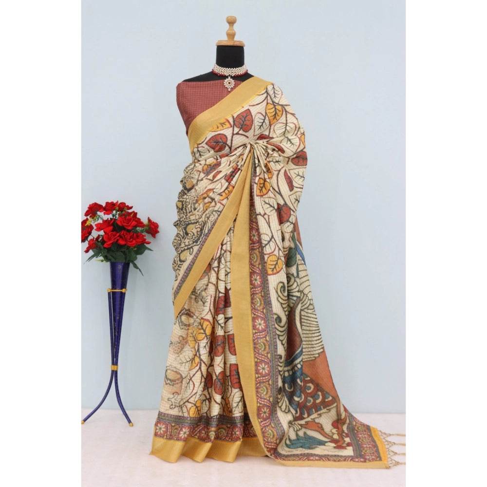 Generic Women's Mysore Silk Digital Print Saree With Unstitched Blouse 5.5Mtr (Multicolor) - MYLUXURY LANE ENTERPRISE