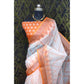 Generic Women's Cotton Linen Woven Design Saree With Unstitched Blouse 5.5Mtr (Orange) - MYLUXURY LANE ENTERPRISE