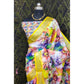 Generic Women's Cotton Linen Printed Saree With Unstitched Blouse 5.5Mtr (Yellow) - MYLUXURY LANE ENTERPRISE