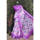 Generic Women's Cotton Linen Woven Design Saree With Unstitched Blouse 5.5Mtr (Purple) - MYLUXURY LANE ENTERPRISE