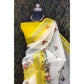 Generic Women's Cotton Linen Woven Design Saree With Unstitched Blouse 5.5Mtr (Yellow) - MYLUXURY LANE ENTERPRISE