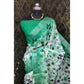 Generic Women's Cotton Linen Woven Design Saree With Unstitched Blouse 5.5Mtr (Green) - MYLUXURY LANE ENTERPRISE