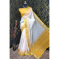 Generic Women's Cotton Linen Woven Design Saree With Unstitched Blouse 5.5Mtr (Yellow) - MYLUXURY LANE ENTERPRISE