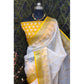 Generic Women's Cotton Linen Woven Design Saree With Unstitched Blouse 5.5Mtr (Yellow) - MYLUXURY LANE ENTERPRISE