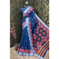 Generic Women's Cotton Linen Digital Print Saree With Unstitched Blouse 5.5Mtr (Blue) - MYLUXURY LANE ENTERPRISE